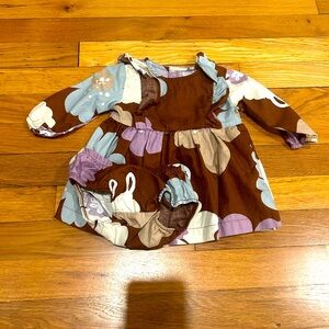 Floral Brown and Blue Kids Dress and Matching Bloomers!